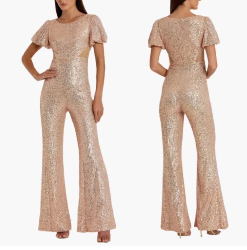 IEENA for Mac Duggal Sequin Side Cut-Out Jumpsuit